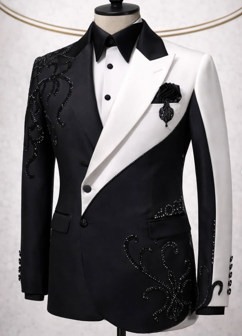 Man lace 4 piece suits with 100% cotton fabric-3
